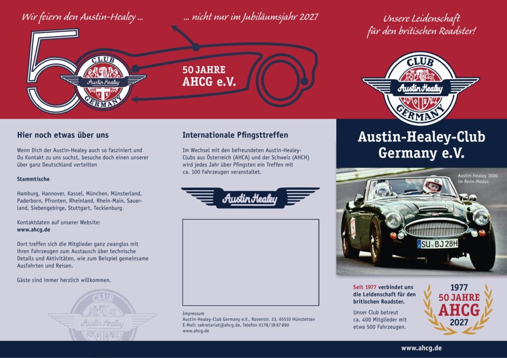 50 Jahre AHCG – wir feiern den Austin-Healey, nicht nur im Jubiläumsjahr 2027
